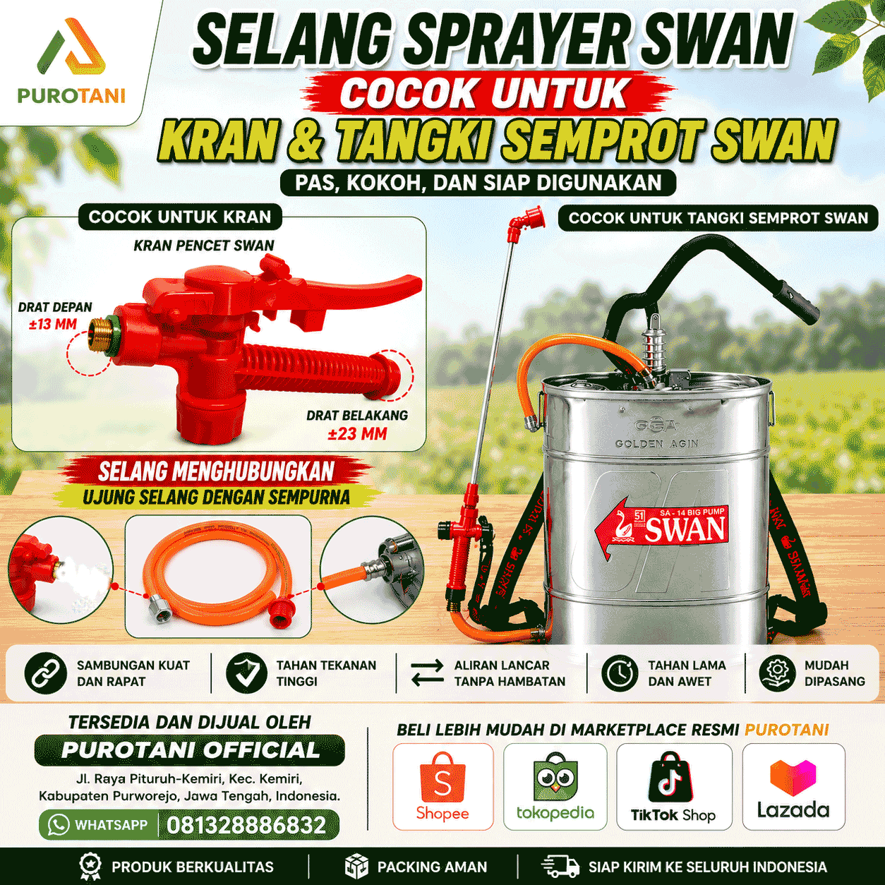 Selang Sprayer Hama Swan Slang Tangki Swan