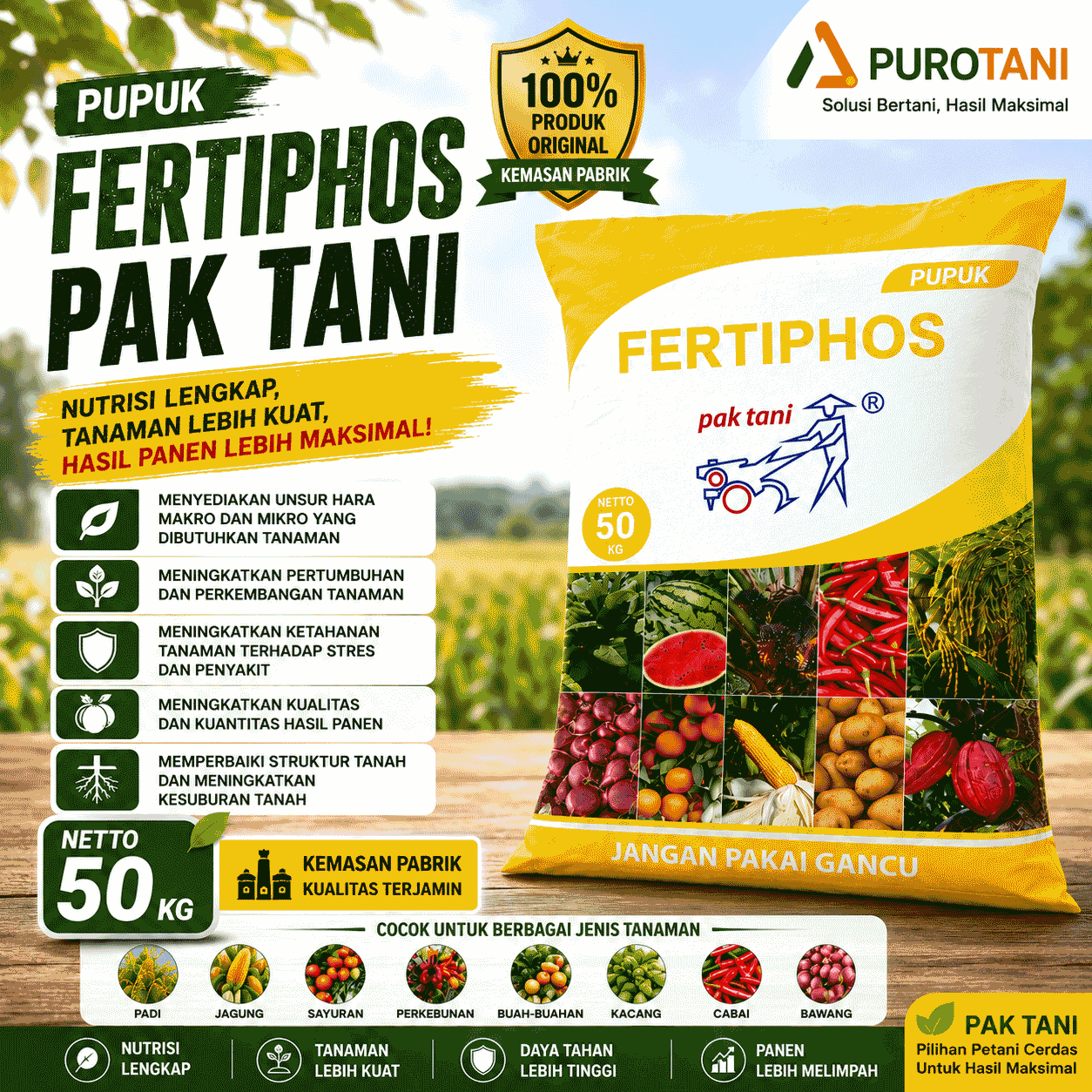 Pupuk Phosphate SP Fertiphos 50 KGTSP Hitam Pak Tani