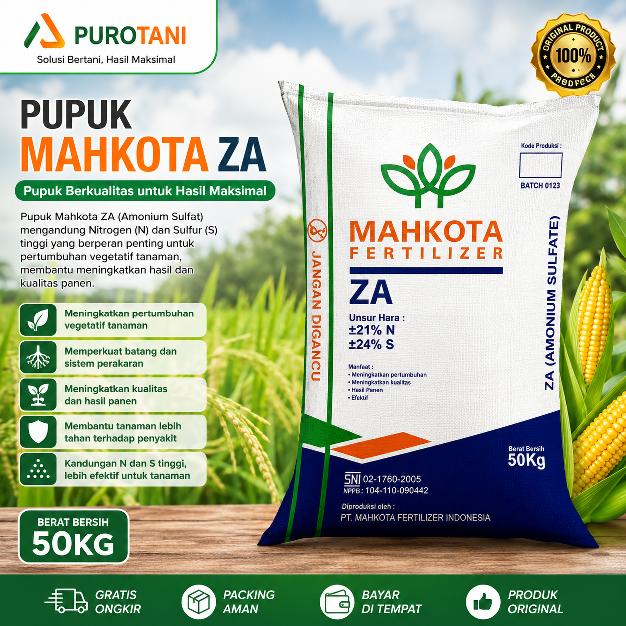 Pupuk ZA Mahkota 50 KG