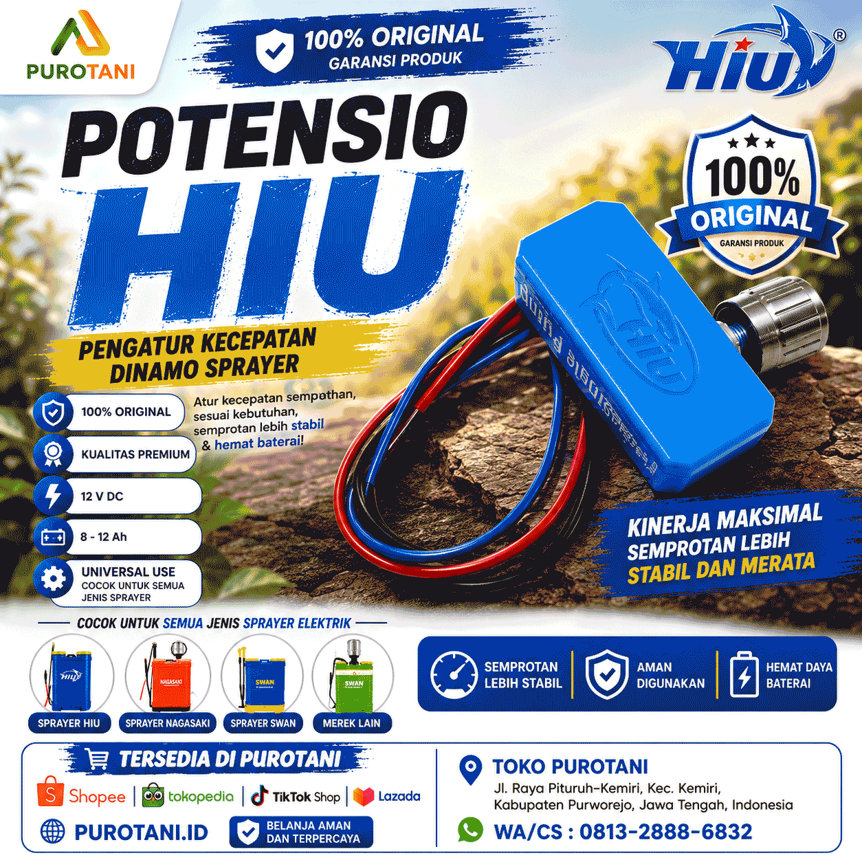 Potensio Hiu Sprayer DC Asli