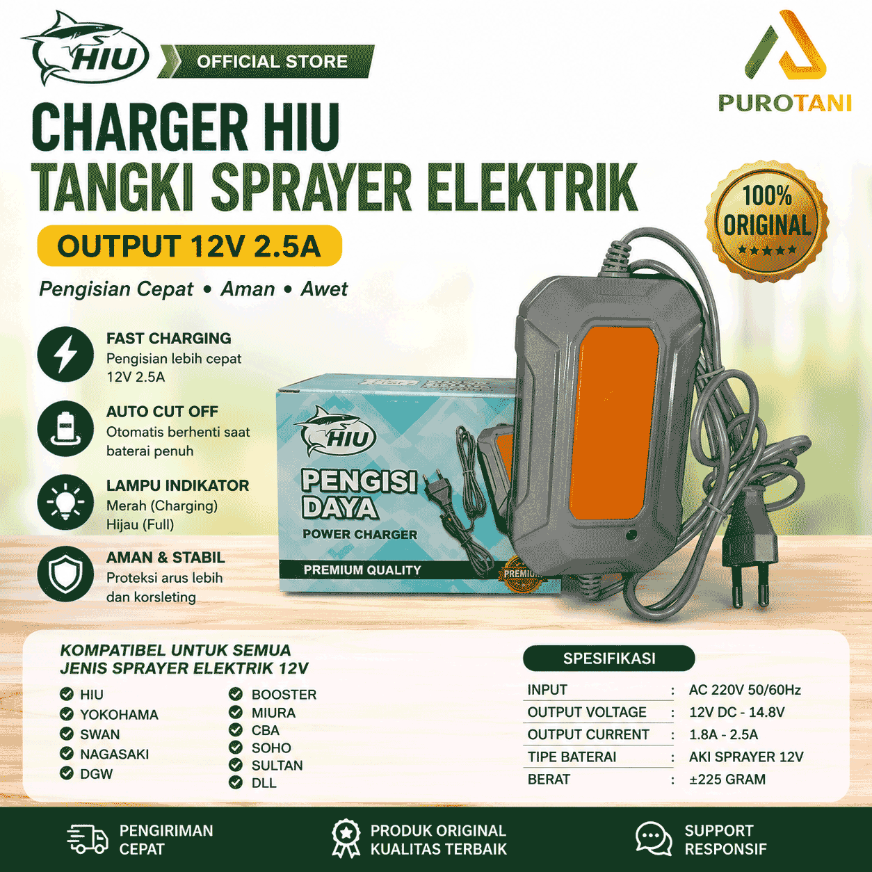 Power Charger HIU Cas Tangki Sprayer Elektrik 2.5 A