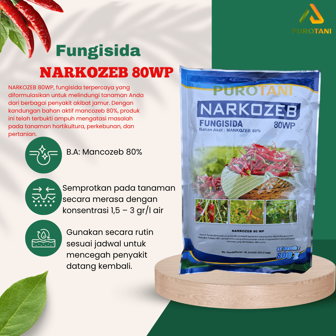 Fungisida Anti Jamur Busuk Daun Buah NARKOZEB 80WP 800 GRAM