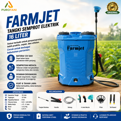 Farmjet Tangki Semprot Sprayer Elektrik Baterai Cas 16L