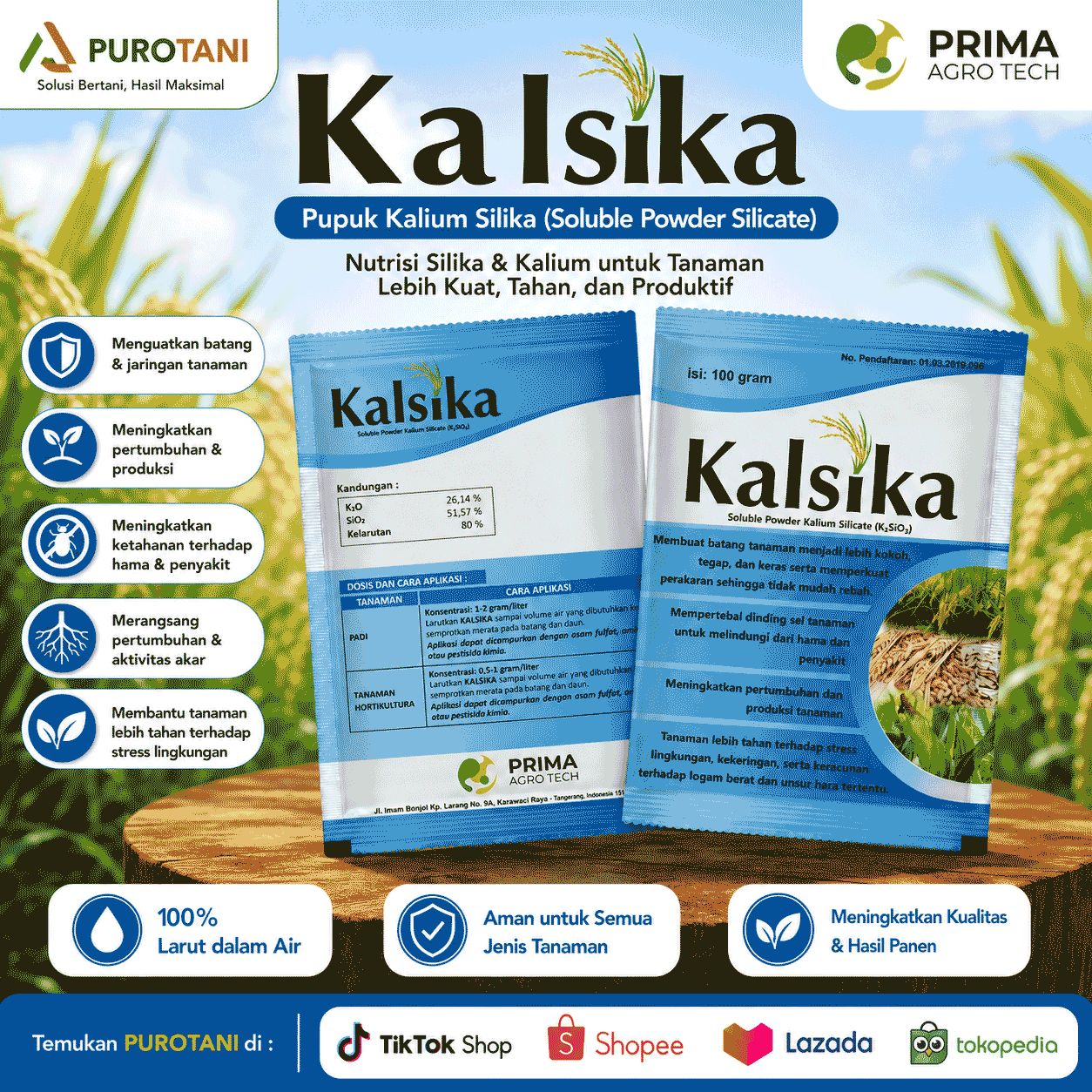 Pupuk Kalsika Soluble Powder Silicate Kalium Silika