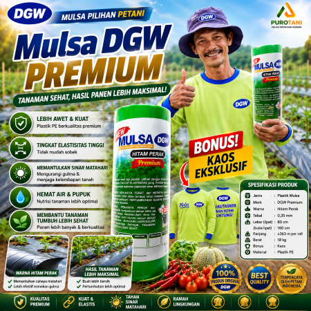 Plastik Mulsa DGW Premium Roll 18 kg – Hitam Perak Tebal 0.35 mm (Lebar 160 cm x Panjang 363 m)