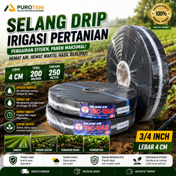 Selang Drip Irigasi TICTAS 4 cm 200 Micron x 250 Meter 3/4 Inch