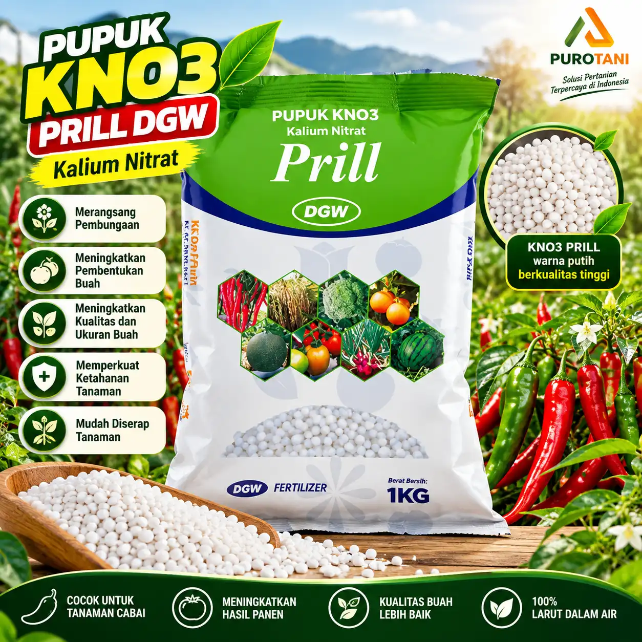 Pupuk KNO3 Prill DGW 1 Kg Kalium Nitrat