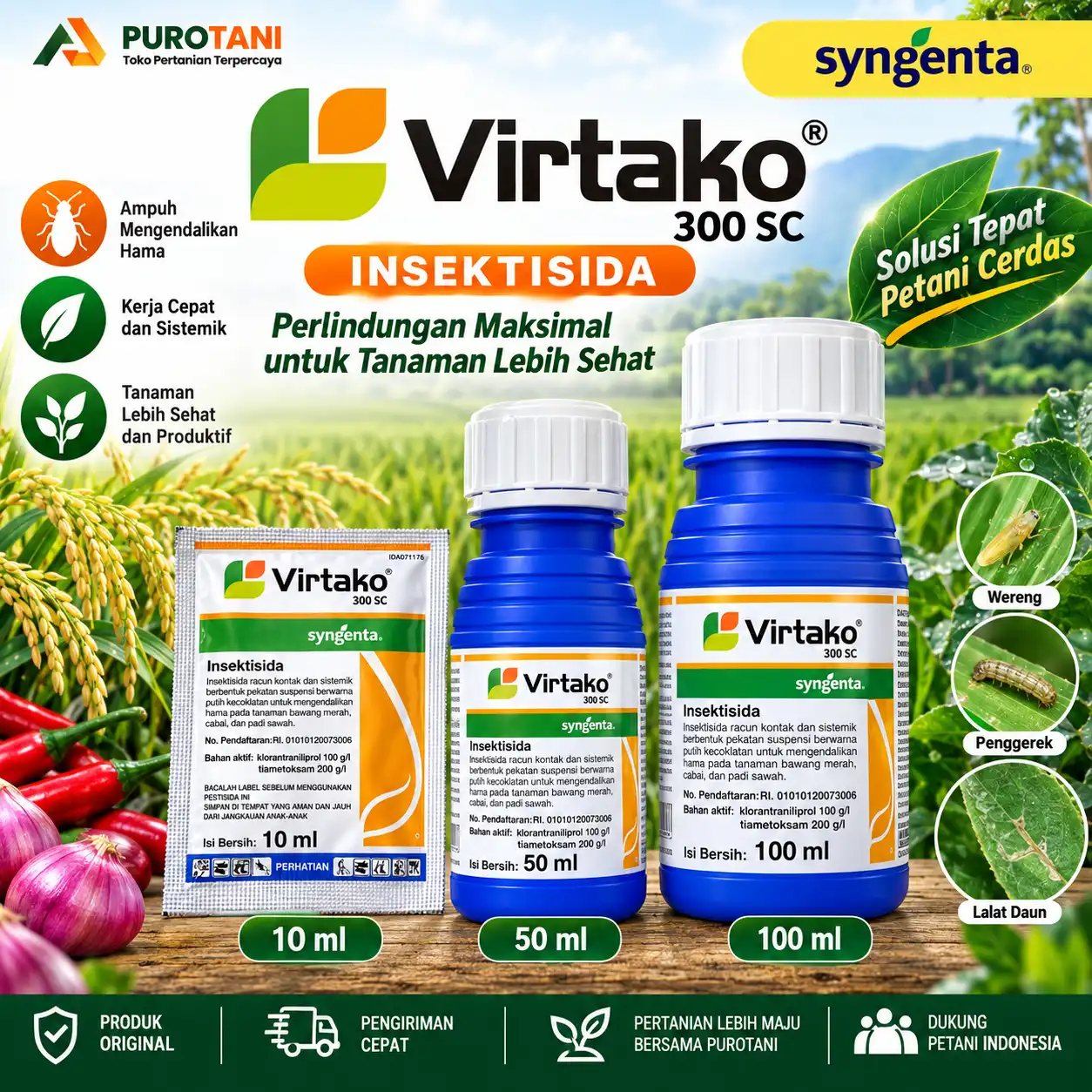 Virtako 300 SC Syngenta Insektisida Pengendali Hama Bawang Merah Cabai Padi Jagung